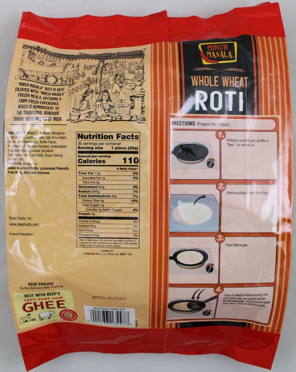 Whole Wheat Roti 30 pcs