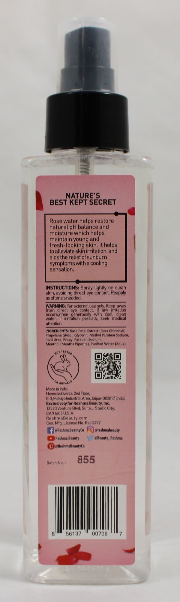 Rose Water 6.76 Floz