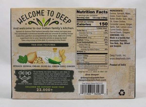 Spinach & Quinoa Pilaf 8.8Oz