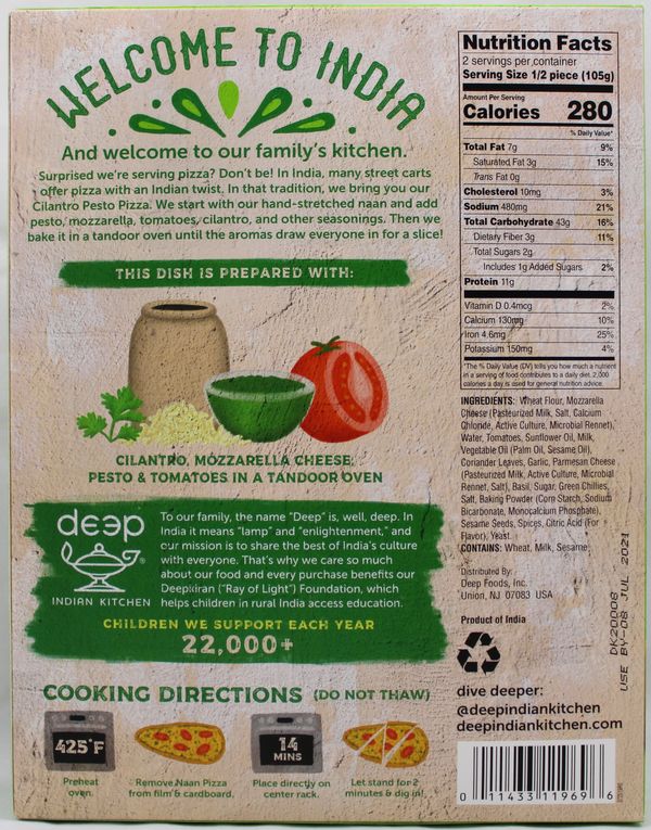 Cilantro Pesto Naan Pizza 7.4oz