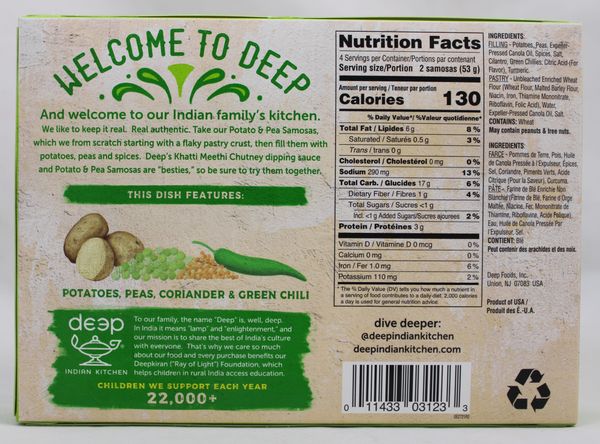 Deep 8 Veg Samosa 7.5 Oz