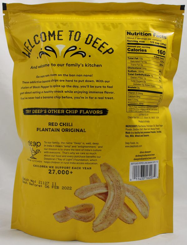 Black Pepper Long Banana Chips 7 Oz