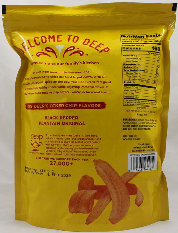 Red Chili Long Banana Chips 7 Oz