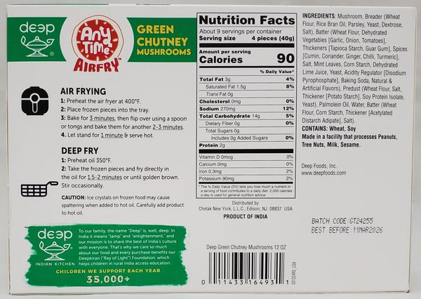 Green Chutney Mushrooms 12Oz
