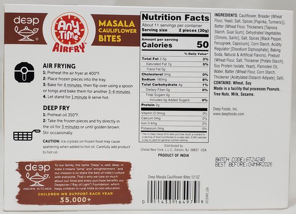 Masala Cauliflower Bites 12Oz