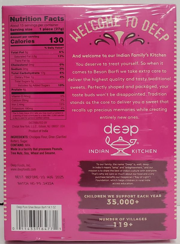 Besan Barfi Pure Ghee 14.1Oz