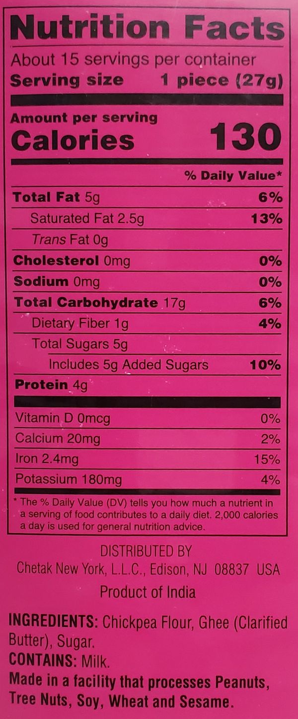 Besan Barfi Pure Ghee 14.1Oz