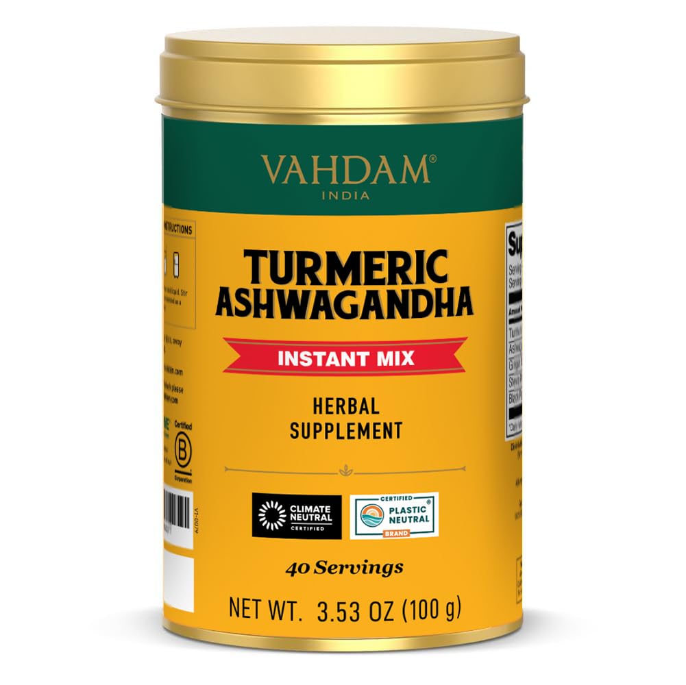 VAHDAM, Turmeric Ashwagandha - Ashwagandha with Turmeric, Ginger & Black Pepper | Non-GMO & Gluten Free | HERBAL SUPPLEMENT - 40 Servings