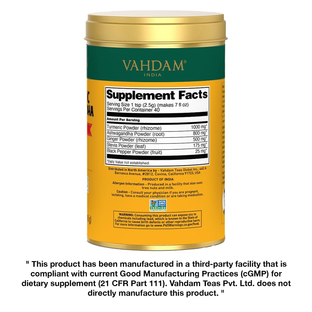 VAHDAM, Turmeric Ashwagandha - Ashwagandha with Turmeric, Ginger & Black Pepper | Non-GMO & Gluten Free | HERBAL SUPPLEMENT - 40 Servings