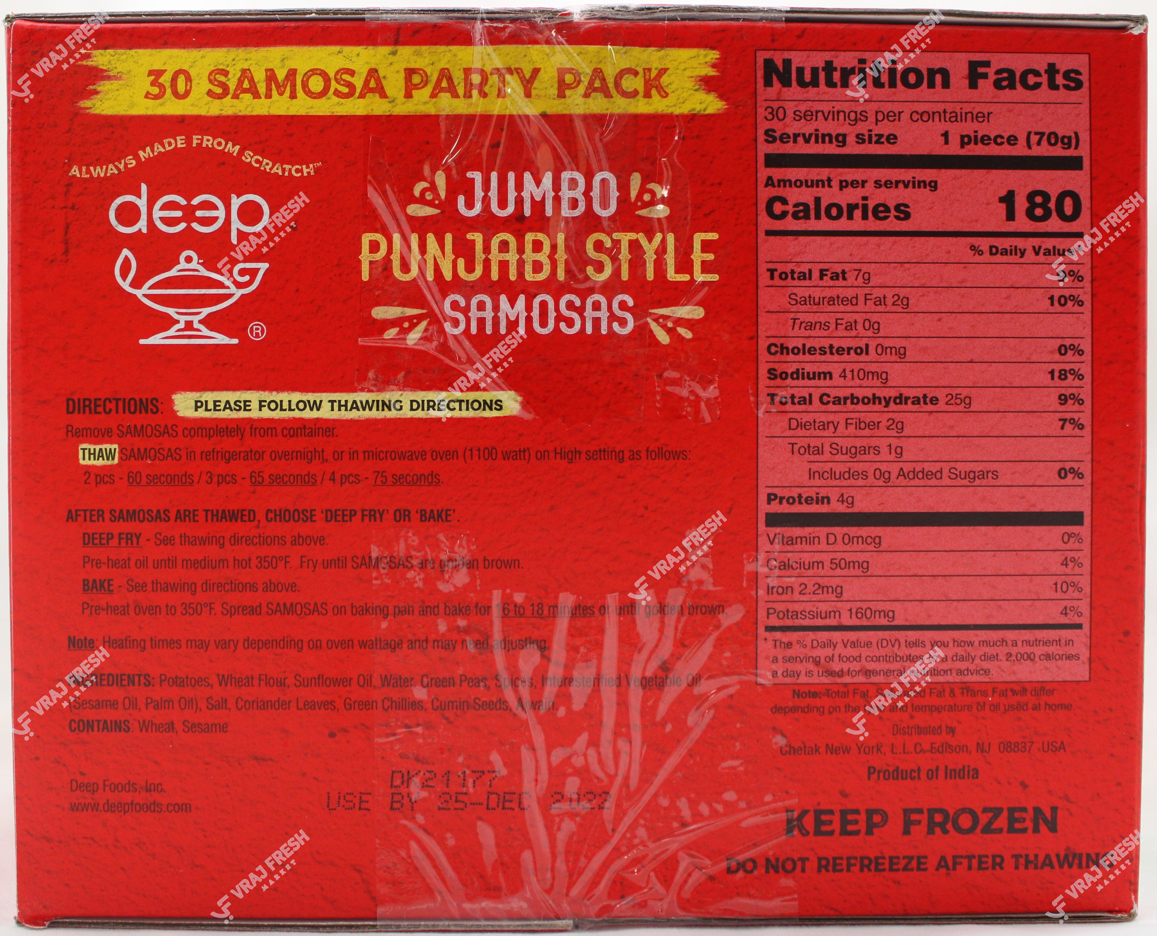 Deep Jumbo Punjabi Samosa 30 Pieces (2.10Kg 74.1Oz)