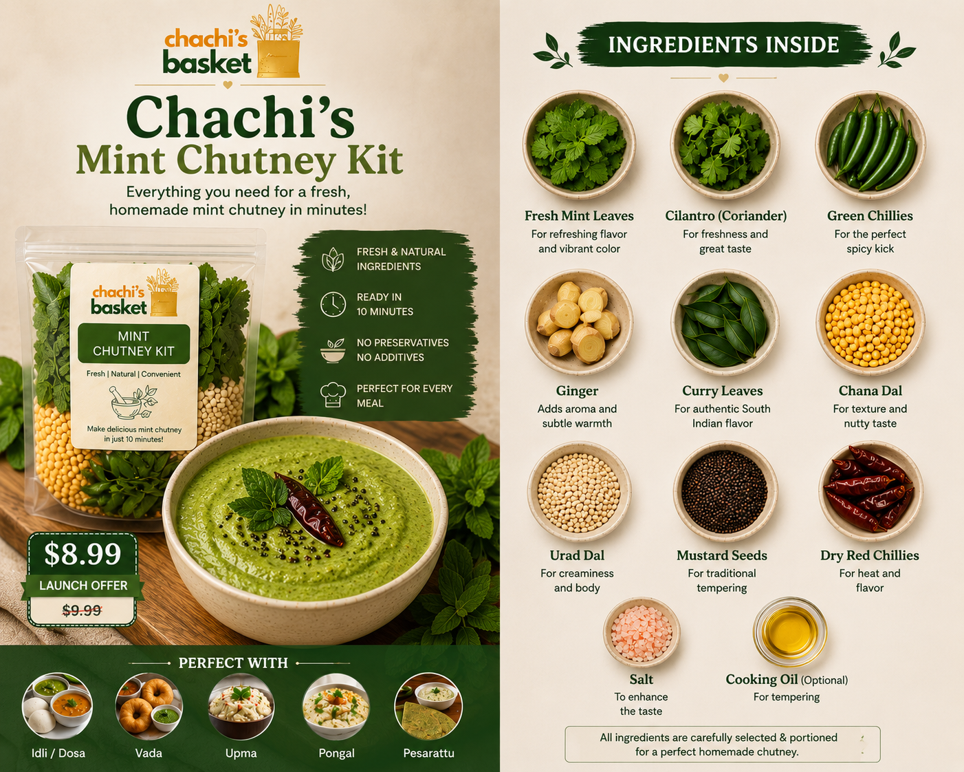 Chachi's Instant Mint Chutney Kit